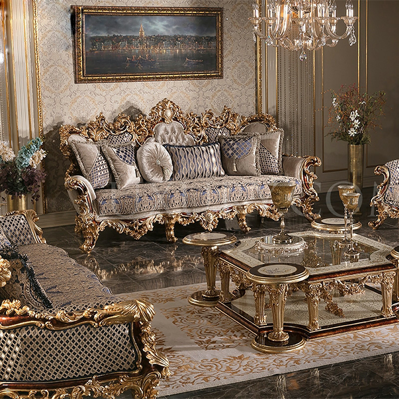 法式奢华实木布艺沙发组合欧式宫廷大户型三人位沙发别墅高端定制