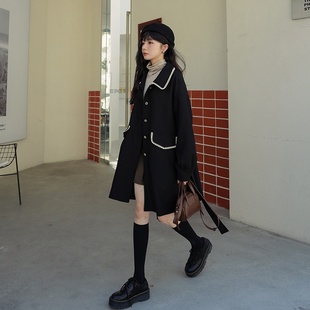 黑色高级感英伦复古风衣外套女春秋款韩系风格穿搭高级感气质上衣