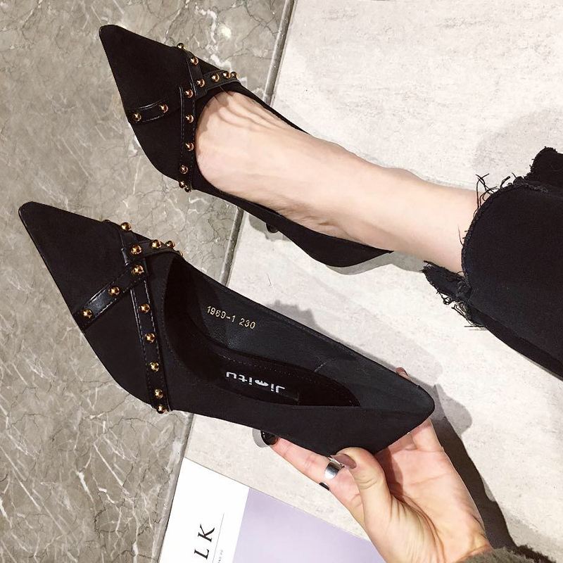 2019 Spring new pattern Versatile kitten black High-heeled shoes 5cm Stiletto Tip French girlin the Women's Shoes, Low shoes category - from Buy2taobao.com to provide professional Taobao agent buy service