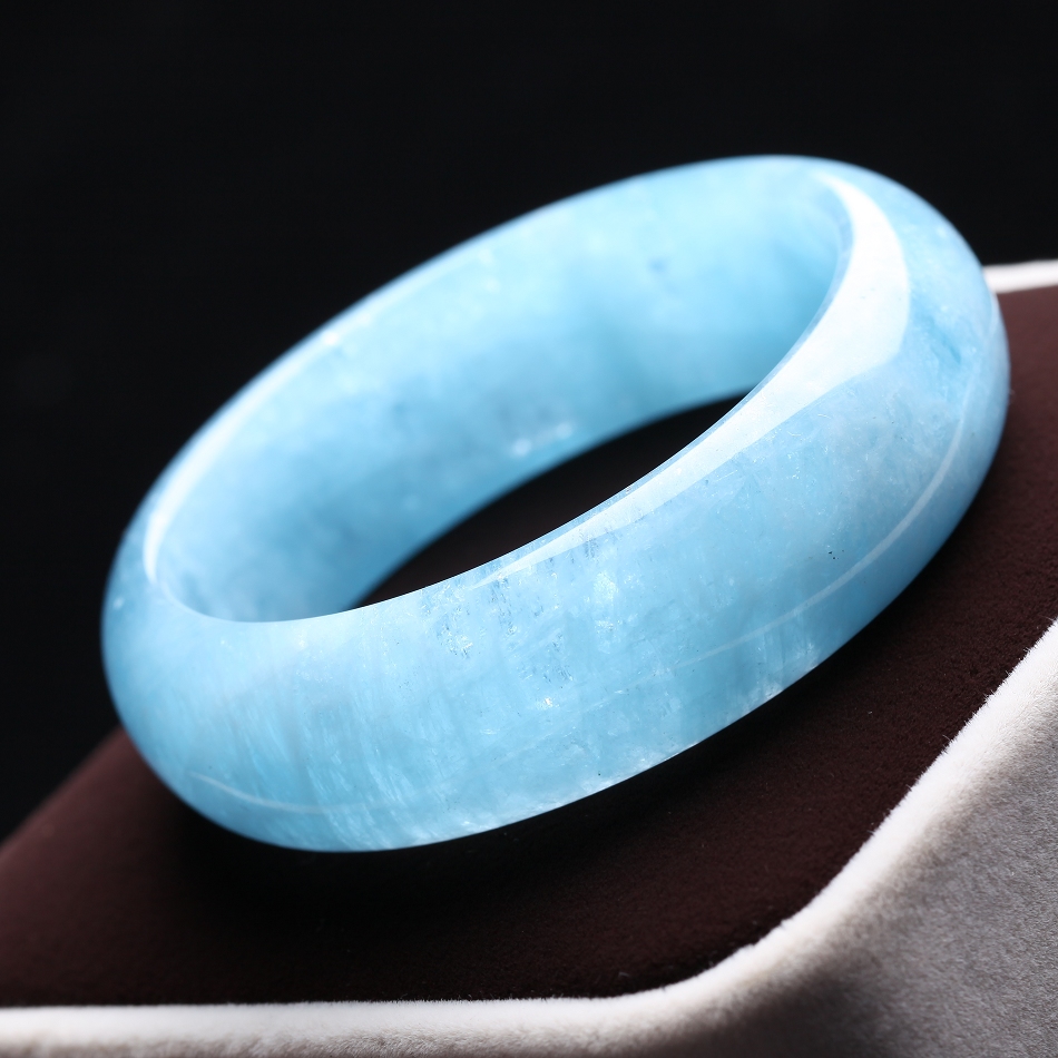 纯天然极品海蓝宝手镯 晶体温润 敢者之石 收藏款