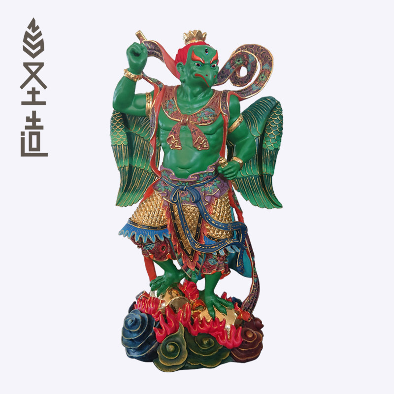 雷震子木雕神像道教雷神寺庙寺院香樟木雕刻神像摆件定制 圣造-mc母婴