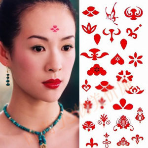 防水女持久三生三世凤九额头贴凤尾花古装表演花佃1桃花贴纸脸饰花