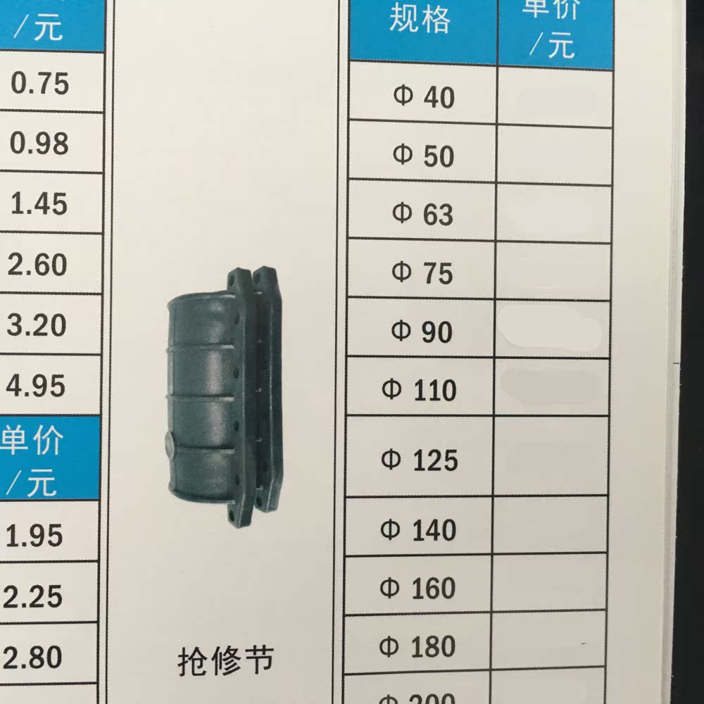 寸110 断管维修水管抱箍 抢修接头节 镀锌管铁管哈夫节 pvc ppr pe