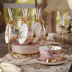 高档欧式骨瓷咖啡杯套装创意陶瓷金边下午茶茶具杯具带勺