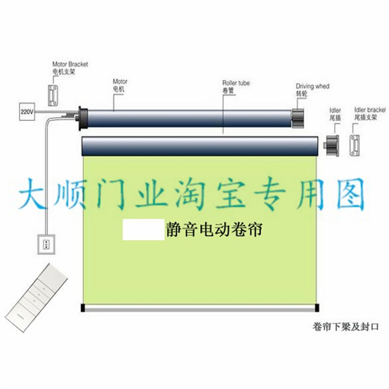 中诚管状内电机置遥控\电动窗帘交流220V\卷帘窗平移天窗遮阳棚