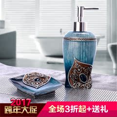 卫浴套装 洗漱用品两件套 创意欧式洗手液瓶肥皂盒浴室配件软装饰