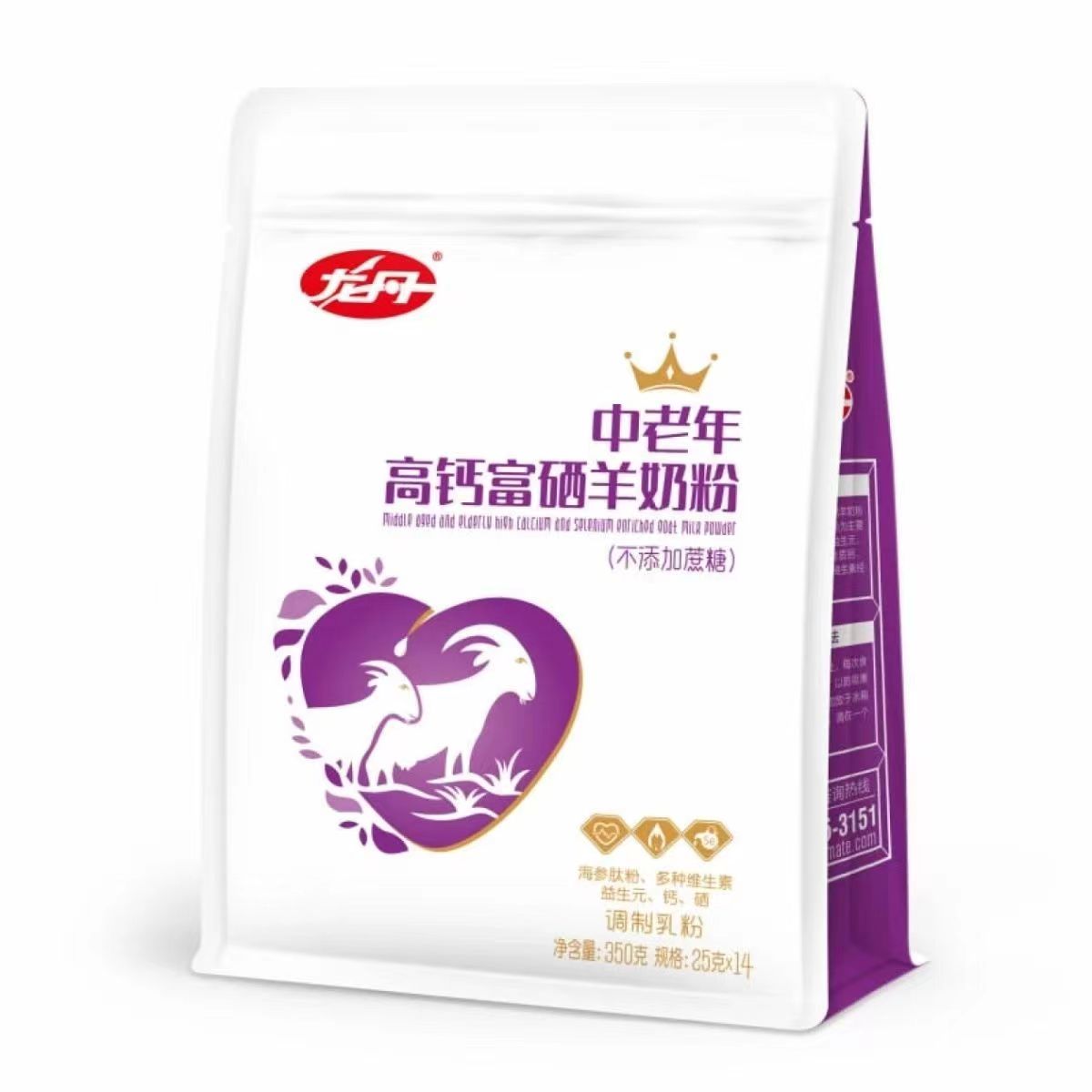 龙丹中老年高钙富硒羊奶粉龙丹乳酸菌全家营养羊奶粉350g(14小包)