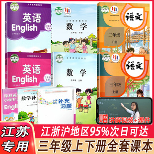 2024新版苏教版小学三年级上下册全套课本+补充习题小学3三年级上册下册语文部编人教版+数学苏教版+英语译林版全套课本教材教科书