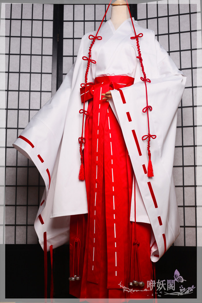 【咿妖】x战记 鬼咒岚插画版正统巫女服cosplay/ 日本和服女装