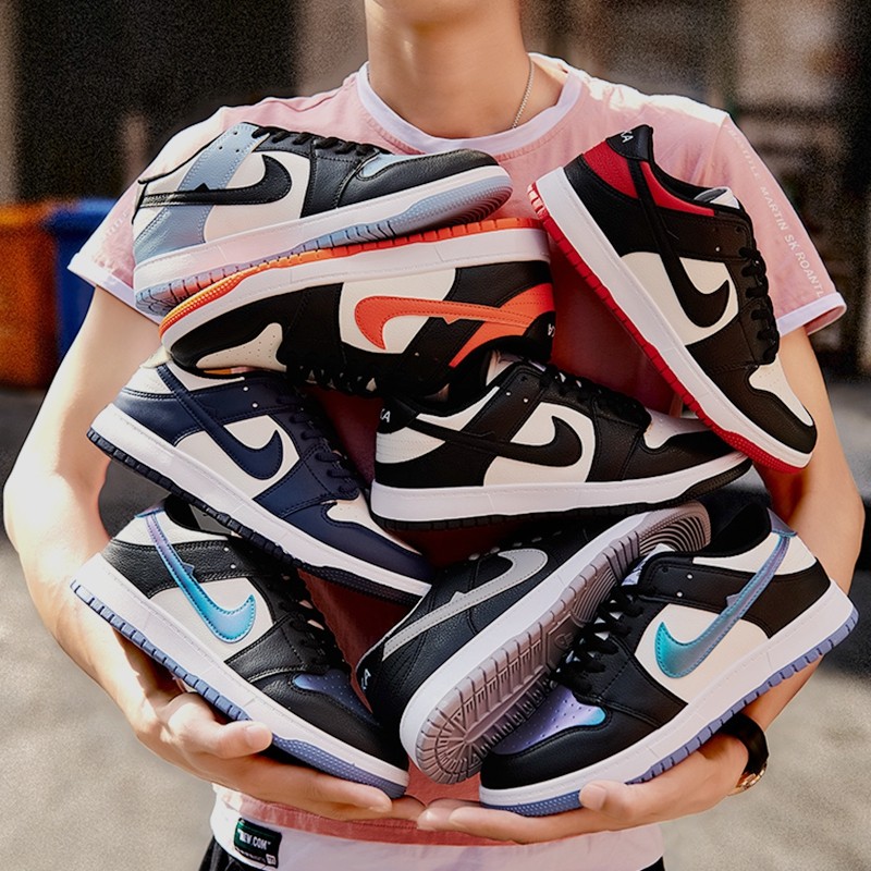 aj男鞋低帮时尚百搭情侣休闲板鞋潮流拼接变色龙平底透气运动潮鞋