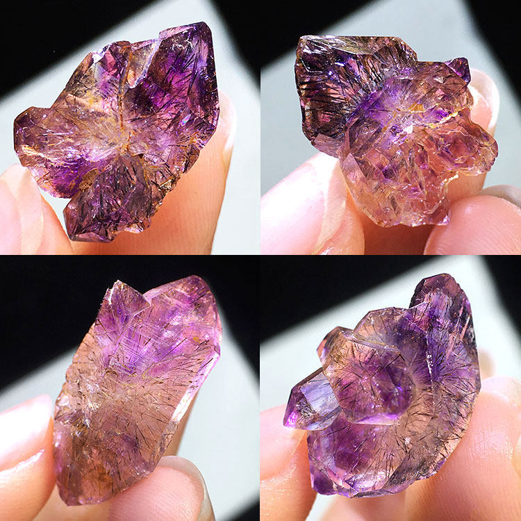 天然迷你超七紫水晶骸骨骨干紫发晶彩虹闪灵钻原石原矿毛料小吊坠