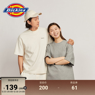 Dickies春夏工装华夫格面料重磅感短袖T恤男女情侣宽松内搭