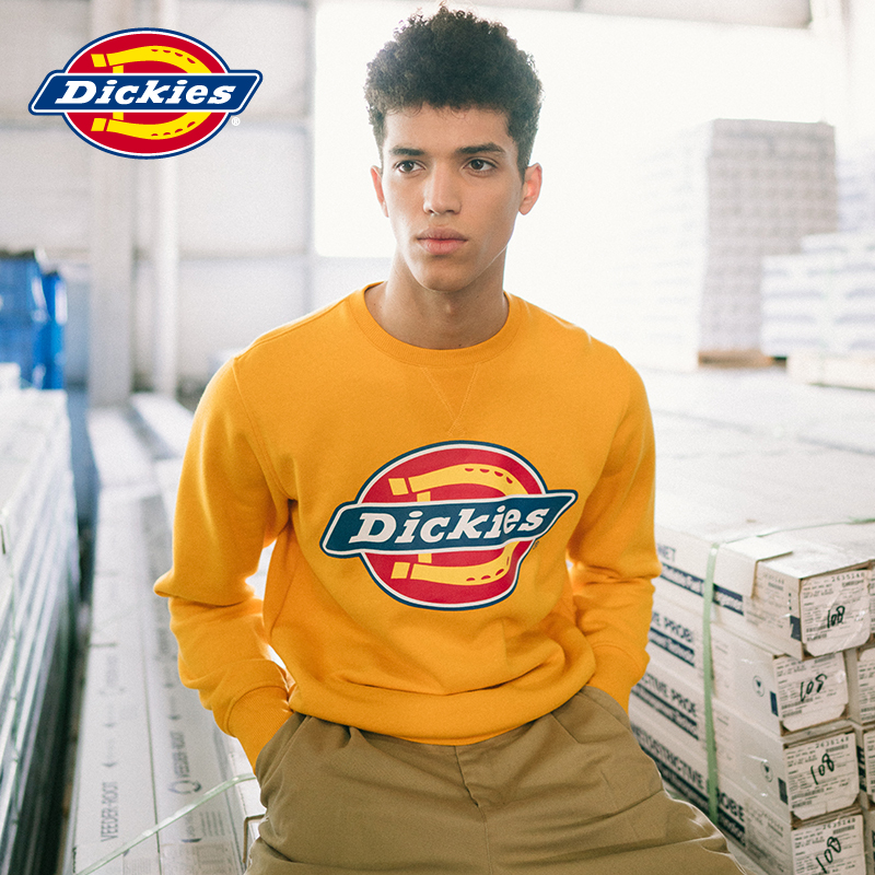Dickies多色logo抓绒卫衣 男式冬季休闲圆领套头上衣DK006862
