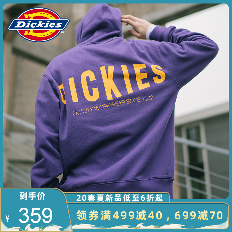Dickies字母印花卫衣 春季新品连帽抽绳休闲套头卫衣男DK007328