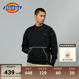 Dickies24春夏撞色车线字母logo绣标美式重磅卫衣宽松男女情侣