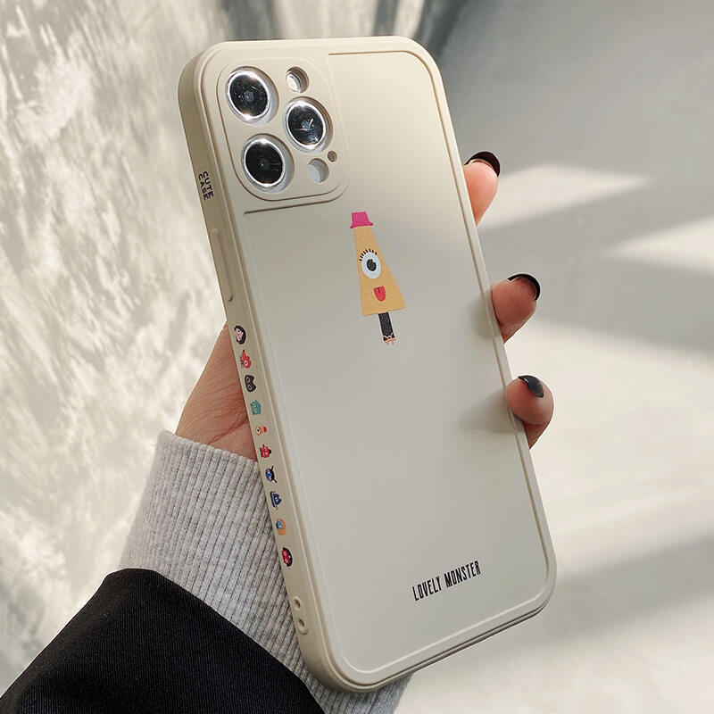 看侧边有小怪兽原创图案苹果iphone12promax手机壳mini液态硅胶