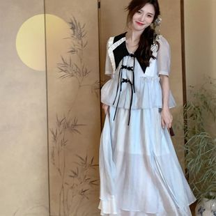 【南法故梦套装】夏款新品女装韩版法式设计感复古小香风甜美套装