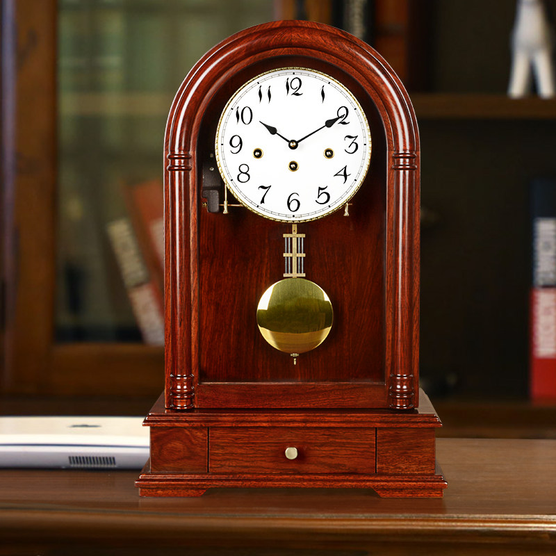 汉时欧式复古机械座钟客厅实木台钟赫姆勒时钟创意报时钟表hd50