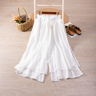 白色裙裤女夏季薄款2024夏季新款高腰显瘦垂感宽松休闲天丝阔腿裤