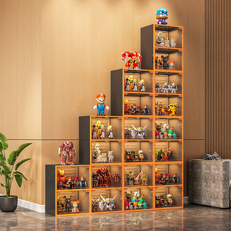 手办乐高亚克力展示柜模型玩具桌面收纳陈列架仿玻璃小型透明柜子