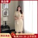 GLEC大码女装2024夏季新款法式轻奢设计感名媛风波浪边蕾丝连衣裙