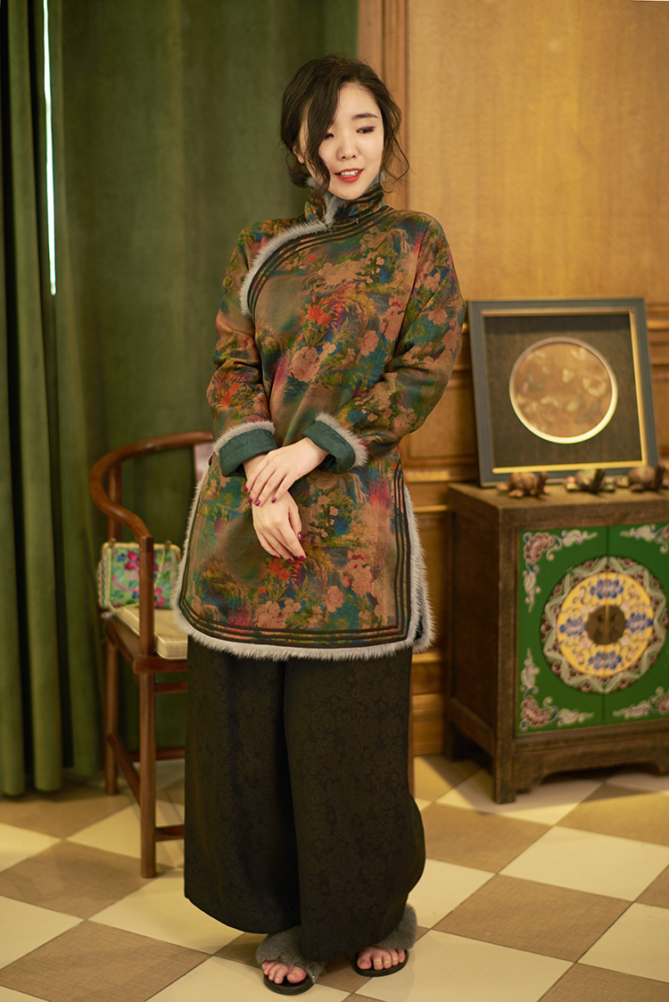 yhyh000022原品斜大襟香云纱秋冬棉袄传统棉衣棉服女