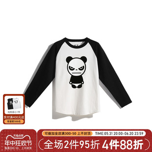 Hipanda你好熊猫男女熊猫多色插肩长袖T恤设计潮牌23新品