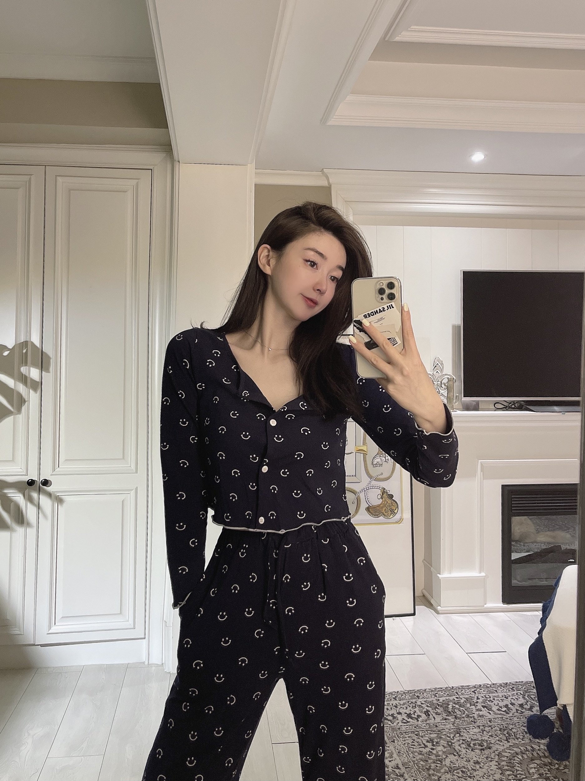 韩国ins笑脸四件套春夏柔软家居服优惠推荐