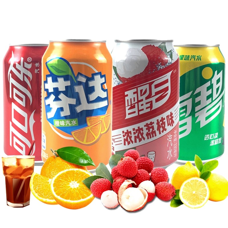 可口可乐雪碧芬达醒目330m听装易拉罐老汽水碳酸饮料童年怀旧饮品