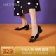 哈森春季新款时尚通勤方扣粗跟女鞋方头单鞋女浅口HWS230159