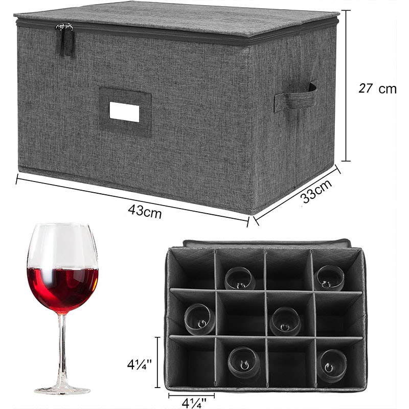 红酒杯收纳盒12格可折叠布艺葡萄酒杯高脚酒杯收纳箱