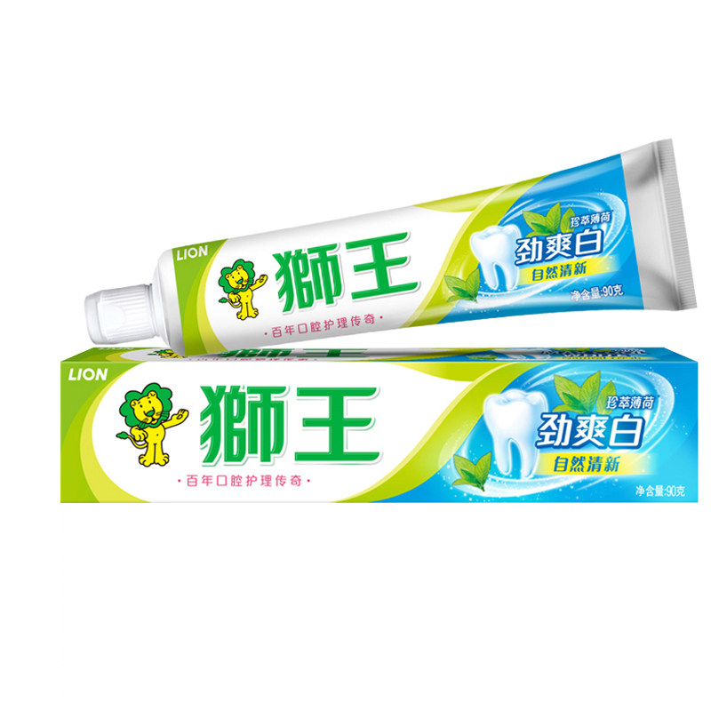 lion狮王劲爽白珍萃薄荷牙膏含氟防蛀去清新口气180g亮白固齿