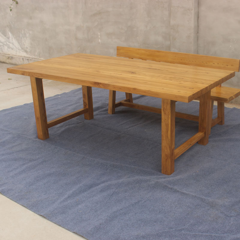 老榆木餐桌椅组合实木餐桌小户型现代简约家用长方形复古饭店餐桌