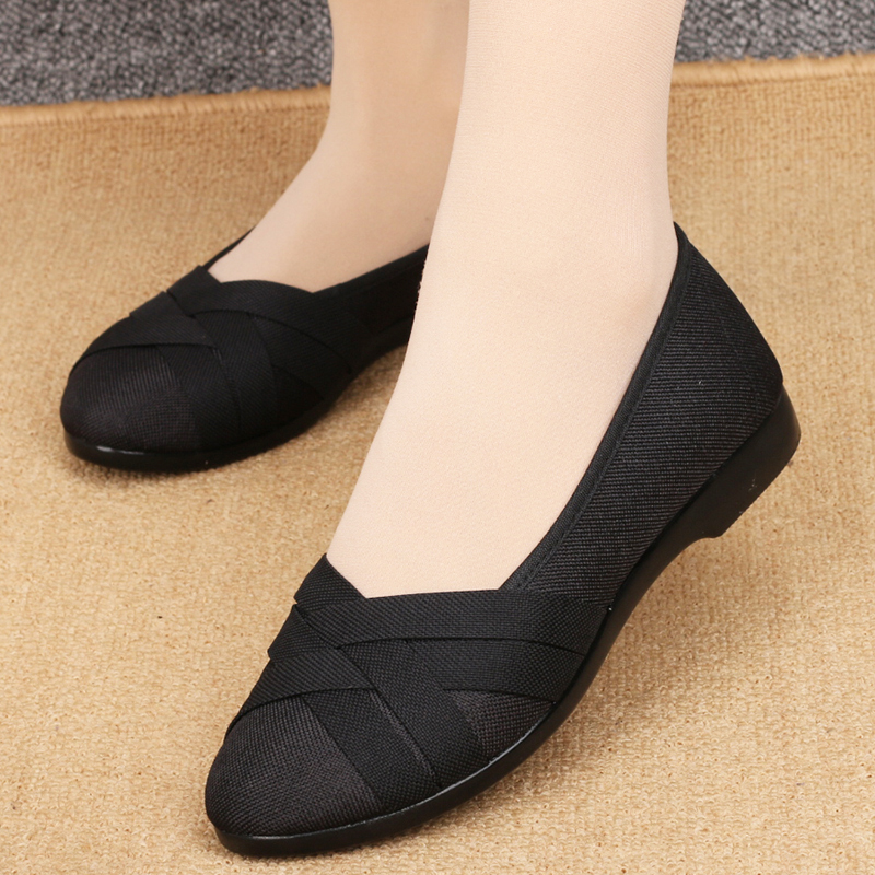 Old Beijing Cloth shoes Women's shoes Shallow mouth fashion Flat bottom Flat heel comfortable ventilation soft sole black Work shoes Women's Shoesin the Women's Shoes, Low shoe, Cloth shoes category - from Buy2taobao.com to provide professional Taobao agent buy service