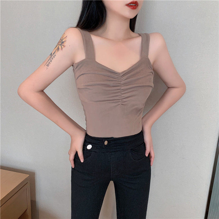 实拍复古吊带背心女秋冬清新露背针织内搭打底衫外穿上衣