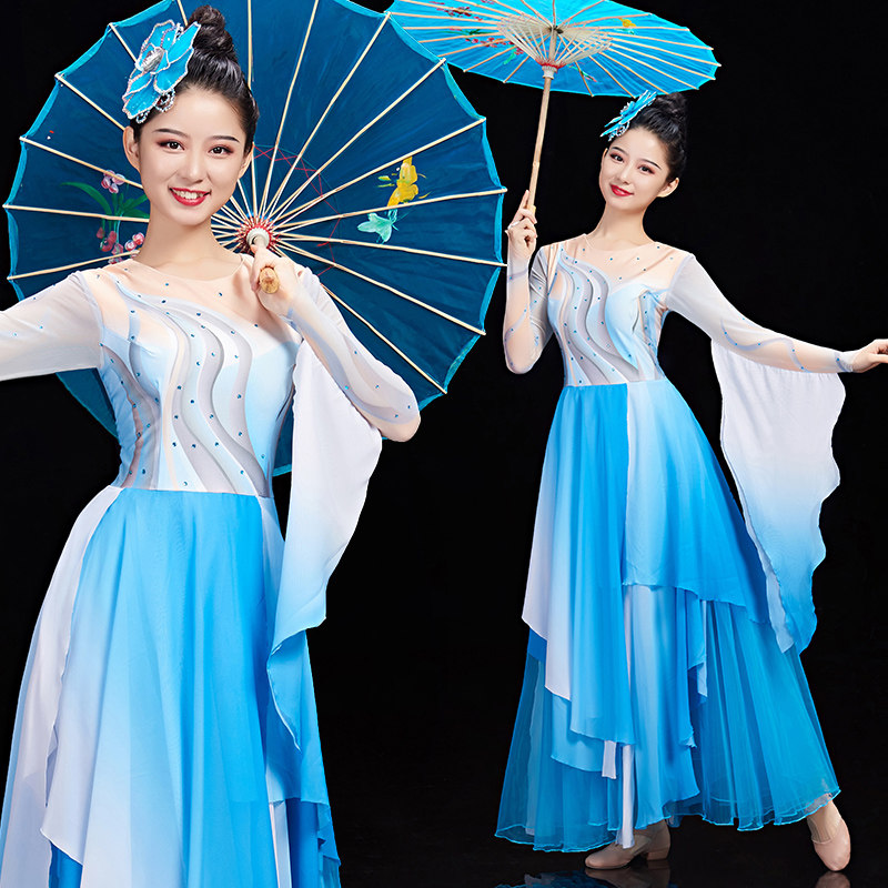 古典舞演出服女2020新款飘逸中国风现代伞舞开场舞大摆裙舞蹈服装