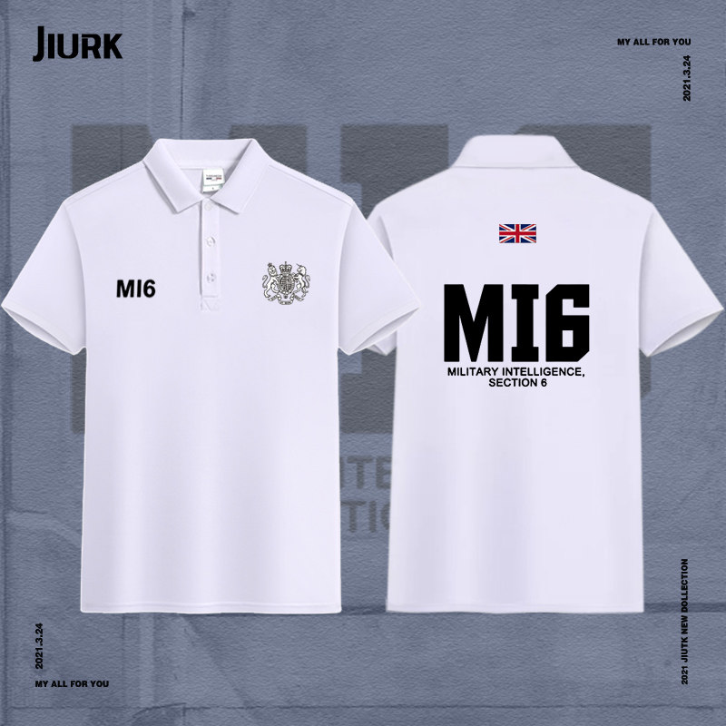 英国军情六处mi6翻领polo衫保罗男装短袖t恤半袖夏季运动休闲衣服