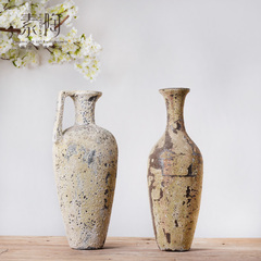 素陶饰界 东南亚复古做旧花瓶摆件软装饰品土陶花器 陶罐陶瓷摆件