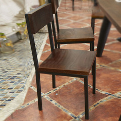 美式复古实木椅子客厅餐椅 靠背椅 仿古做旧餐桌椅咖啡桌椅书桌椅
