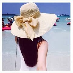 遮阳帽大檐帽 女士夏天沙滩帽 防晒草帽出游蝴蝶结防紫外线海边