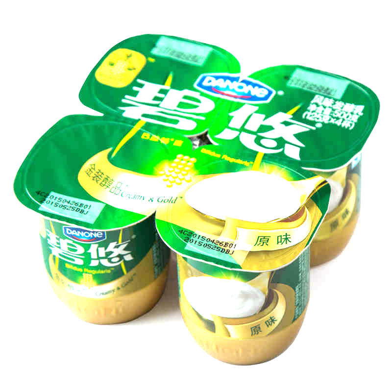 达能碧悠醇品时刻风味发酵乳原味125g*4杯/组牛奶