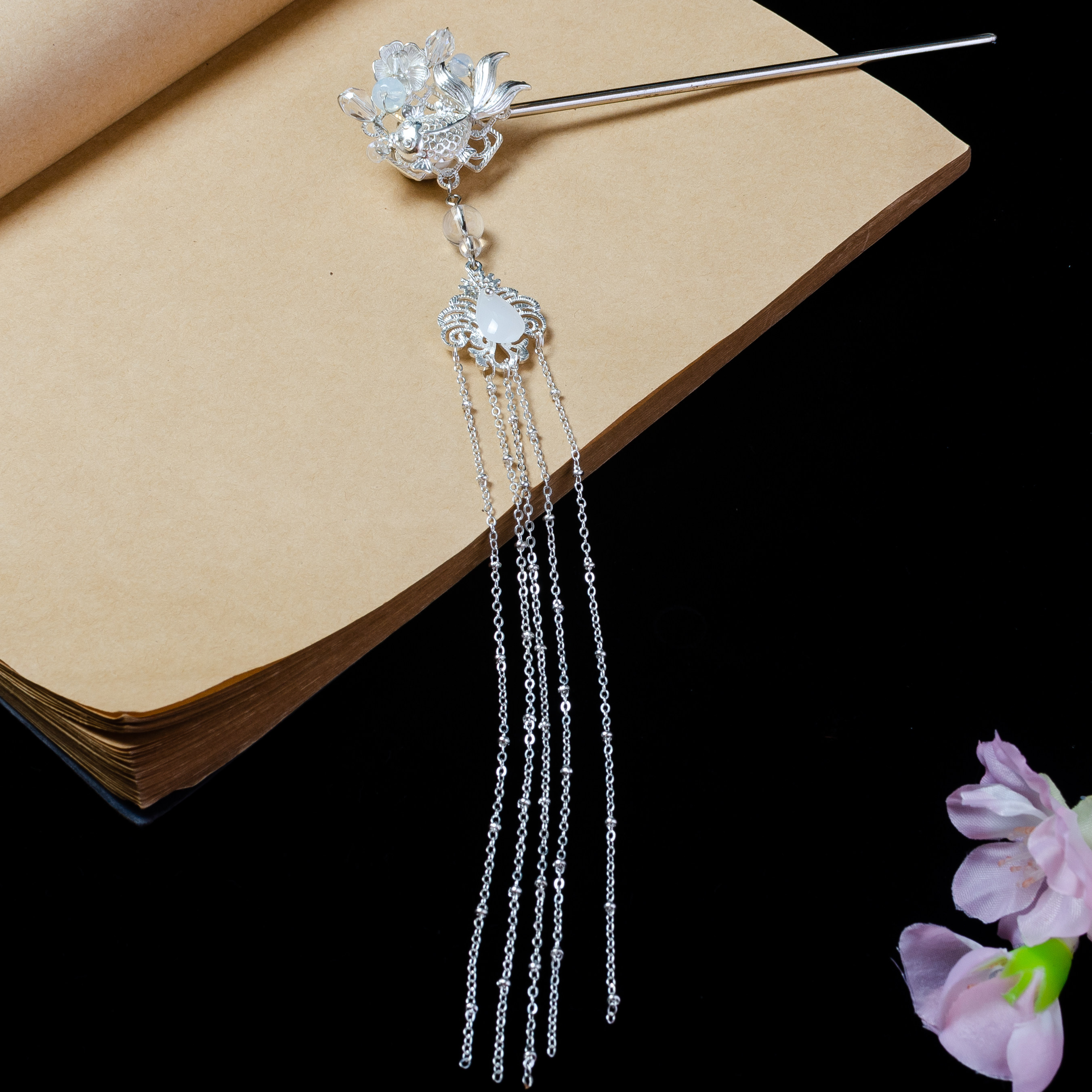 古风饰品汉服步摇古典流苏竹子古代发簪子盘头发古装饰品彼岸花铜