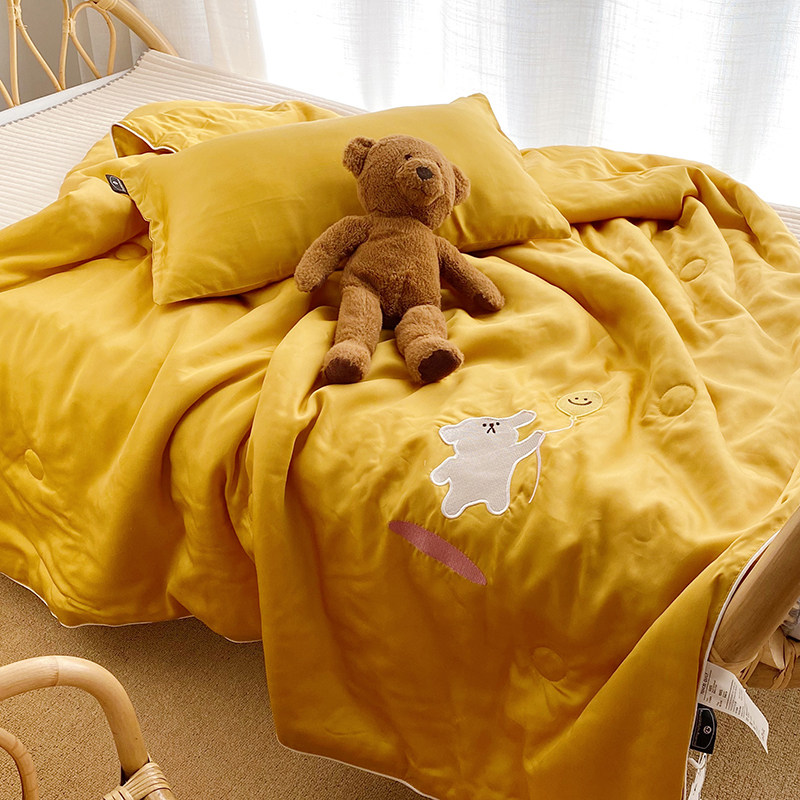 可爱卡通被子 60支兰精天丝绣花夏被 幼儿园午睡单人空调被被芯——慕