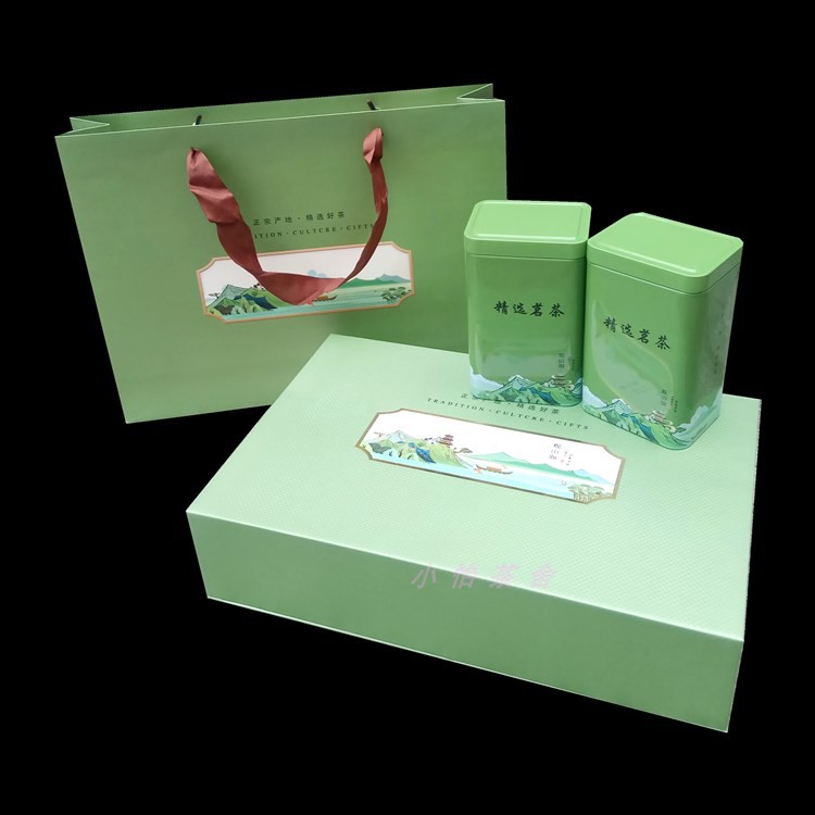 新款龙井茶叶礼盒空盒包装盒一斤装高档定制绿茶龙井罐装包装盒
