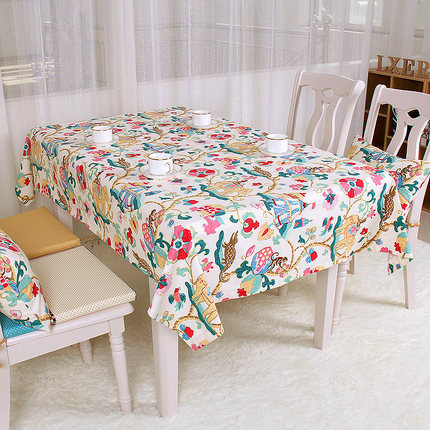 居家四季布艺餐桌布台布椅垫 夏季可用茶几垫套装欧式酒店圆桌布