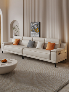 北欧2024新款猫爪皮直排沙发客厅现代简约奶油风小户型布艺沙发