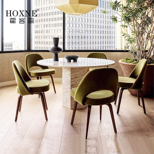 霍客森定制椅子实木软包餐椅家用简约现代设计师北欧靠背休闲凳子