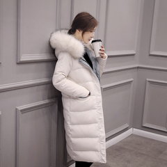 2016冬款韩版超大染色毛领长款羽绒服女加厚加长过膝宽松大码外套