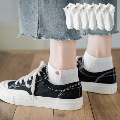 女白色纯棉船袜子女短袜浅口韩国ins潮短筒春秋薄款夏季可爱日系