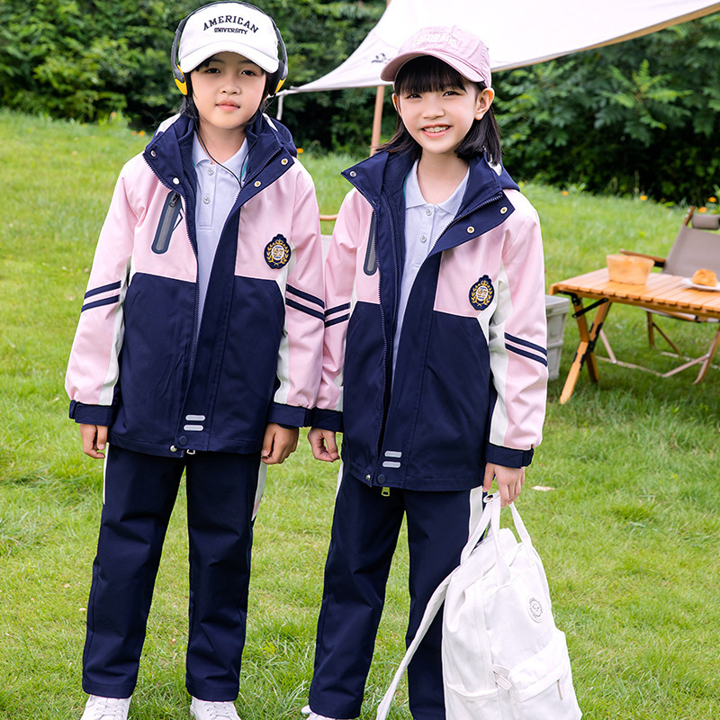 校服班服套装小学生幼儿园园服冲锋衣三件套中小学生三合一秋冬款